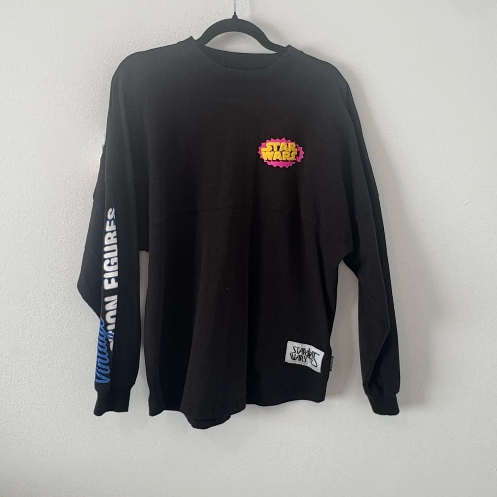 Star Wars Long Sleeve Graphic Tee Black Character Back Print Size M
